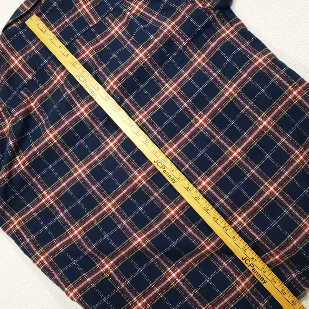 L.L. Bean Fleece Lined Flannel Shirt Jacket Mens Large Blue Red Plaid Shacket
